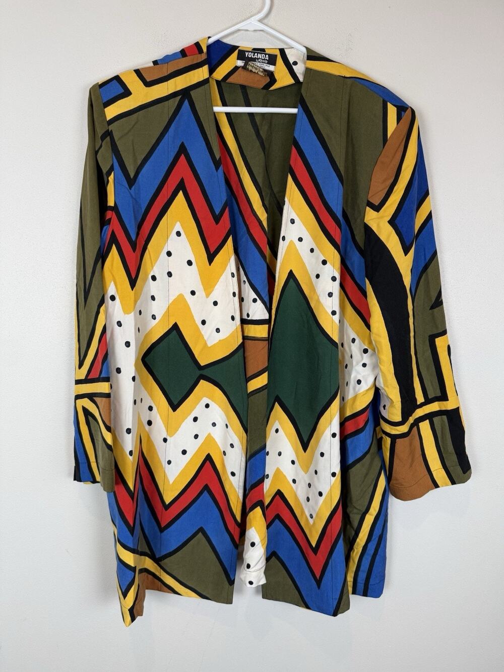 Yolanda Lorente Kimono Open Tunic Jacket 1X Hand Painted Silk Boho Art